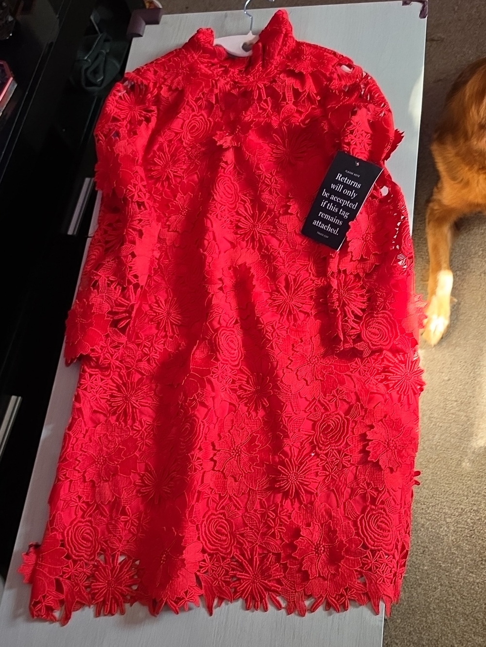 Tuckernuck Red Floral Lace Long-Sleeve Dress
